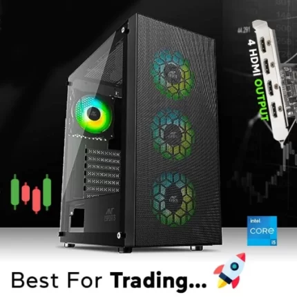 Best PC For Trading 4 Display Support |Intel Core i5 12400F | 8GB Ram | 512GB SSD | GT710 4 HDMI Graphics Card |1700 Socket Prebuild CPU Tower Assembled