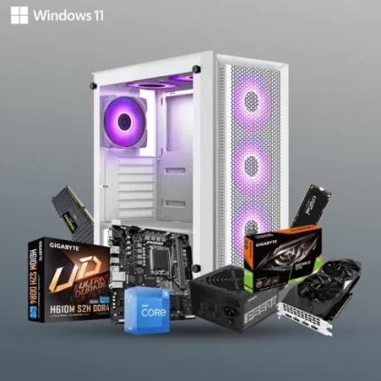 Prebuild PC | Intel Core i5 12400 | 8GB DDR4 Ram | 512GB Nvme SSD | 550W SMPS | RGB Gaming Cabinet with 3 Year Warranty